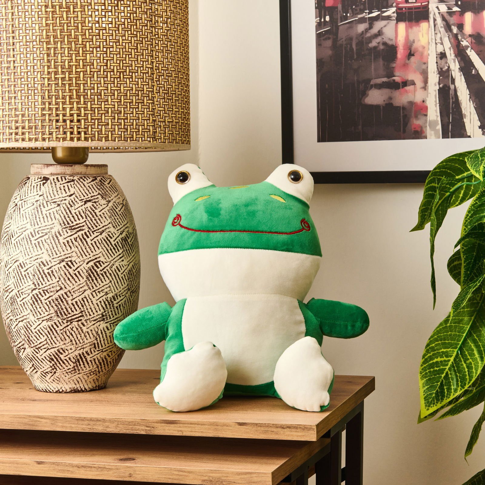 Soft Kurbağa Figürlü Yastık - Yeşil - 35x20 cm