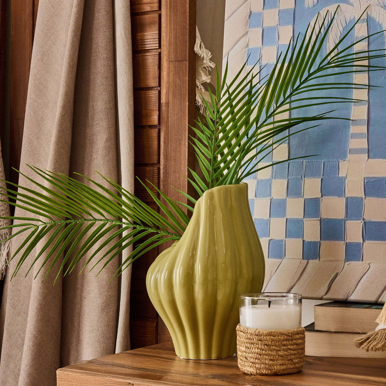 Deco Palm Breeze Vazo - Yeşil - 24 cm