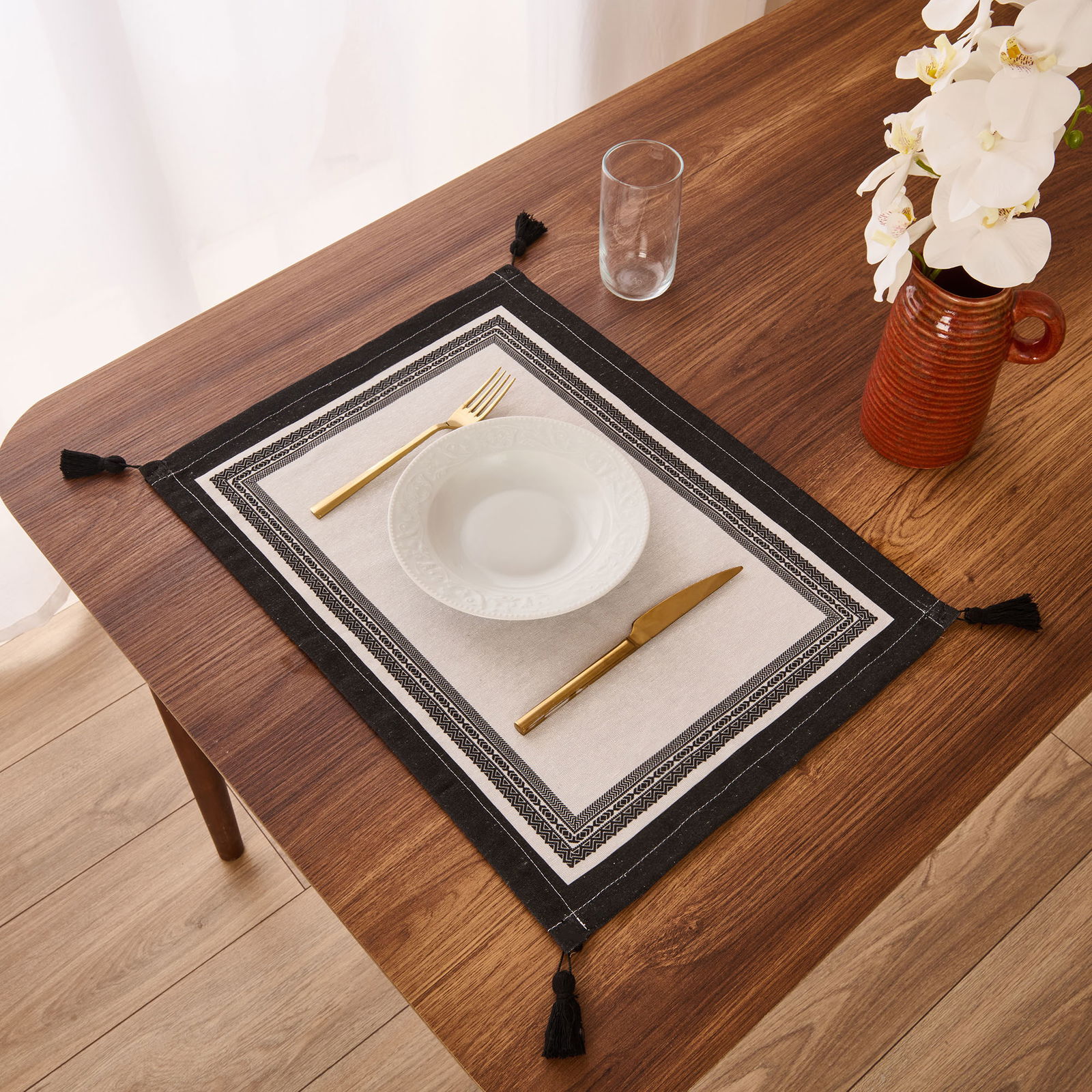 Soft Ethnic 2'li Amerikan Servis - Beyaz - 35x55 cm