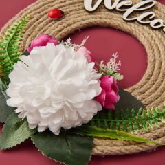 Dekoratif Welcome Ladybug Kapı Süsü - Renkli - 30 cm