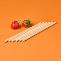 6'lı Bambu Pipet - Açık Kahverengi - 20 cm