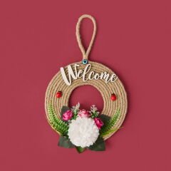 Dekoratif Welcome Ladybug Kapı Süsü - Renkli - 30 cm