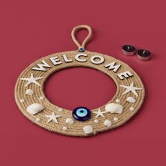 Dekoratif Welcome Shell Kapı Süsü - Renkli - 30 cm