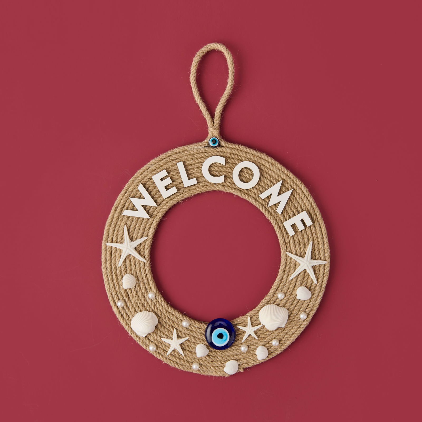 Dekoratif Welcome Shell Kapı Süsü - Renkli - 30 cm