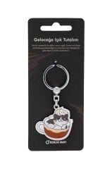 Anahtarlık Damla Fincanda Yatan Kedi