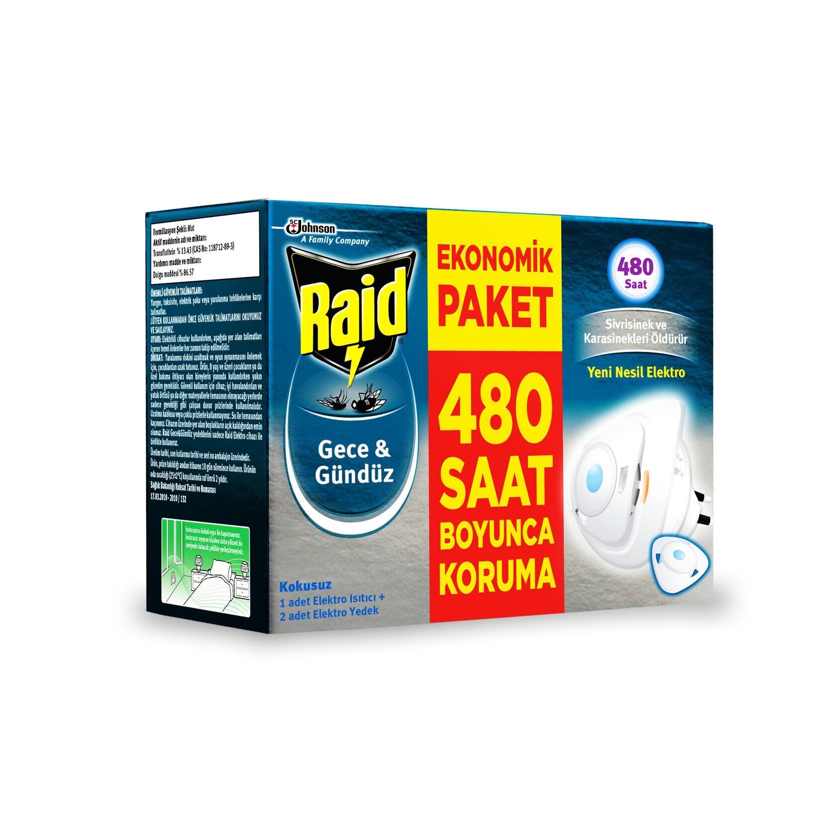 Raid Gece  Gündüz Sinekkovar Cihaz + 2 Yedek