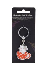 Anahtarlık Damla Fincan İçinde Kedi