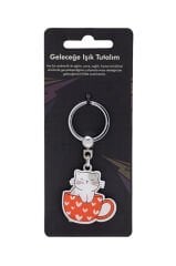 Anahtarlık Damla Fincan İçinde Kedi