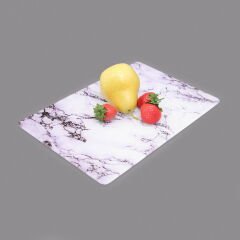 Mermer Desenli Cam Kesme Tahtası - Beyaz - 20x30 cm