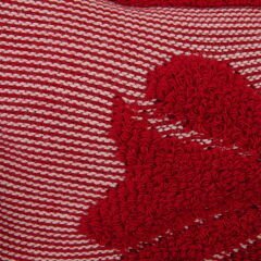 Soft Kurdele Desenli Triko Kırlent Kılıfı - Kırmızı - 35x50 cm