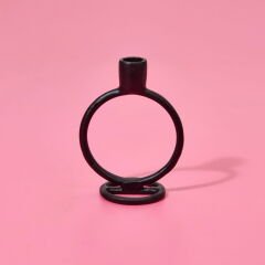 Circle Şamdan - Siyah - 11,5x7,5x15 cm