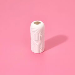 Bohem Porselen Vazo - Beyaz - 6,3x6,3x14,5 cm