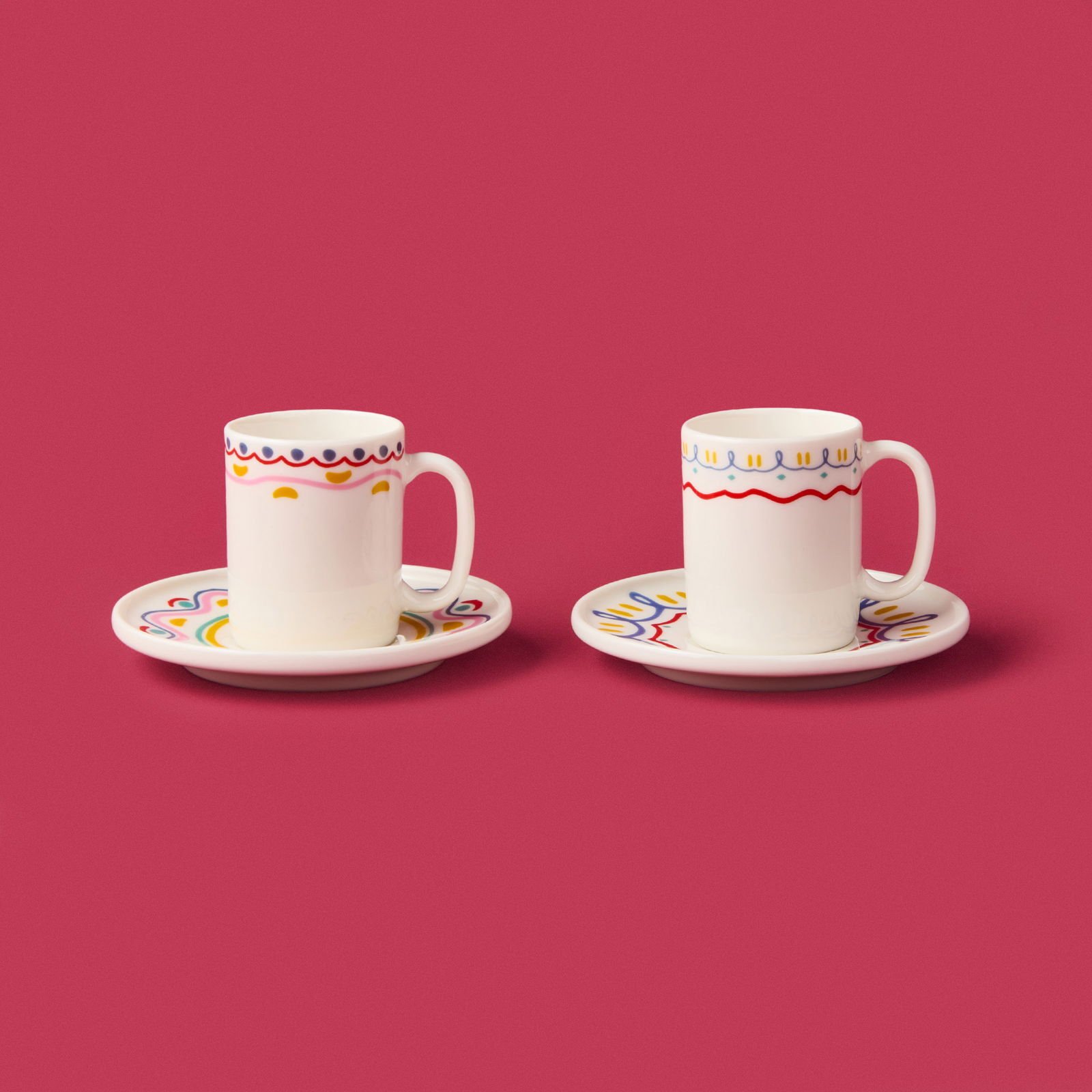 Kitchen Bonjour Magique Kahve 4 Parça Kahve Fincan Takımı - Renkli