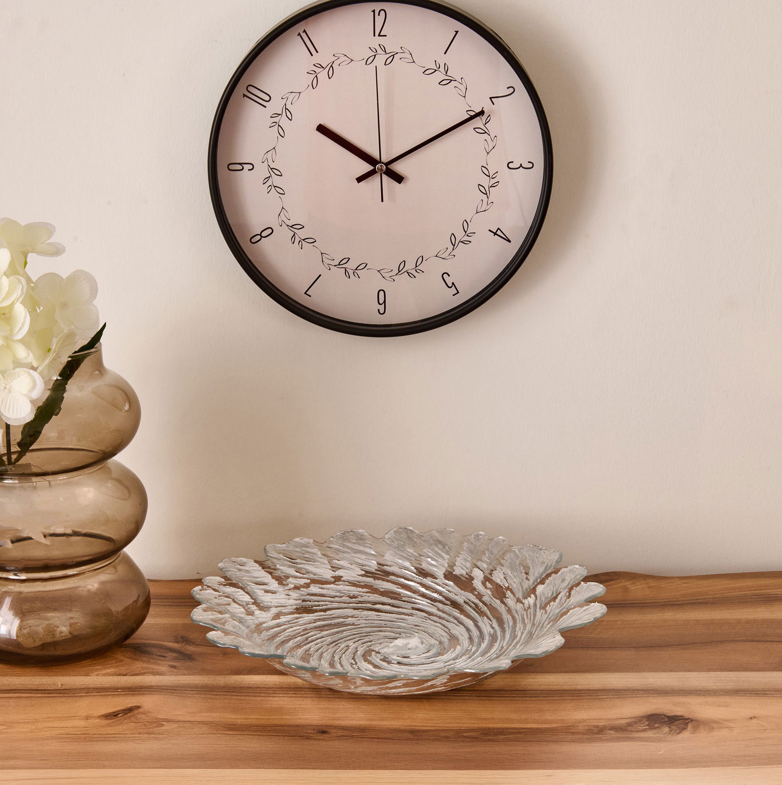 Deco Varaklı Dekoratif Tabak - Gümüş - 33 cm