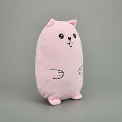 Soft Kedi Figürlü Yastık - Pudra - 30x33 cm