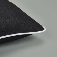 Soft Ethnic Biyeli Kırlent - Siyah - 30x50 cm