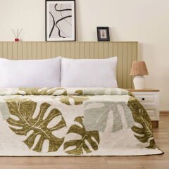 Soft Tropic Pamuklu Çift Kişilik Battaniye - Yeşil - 200x220 cm