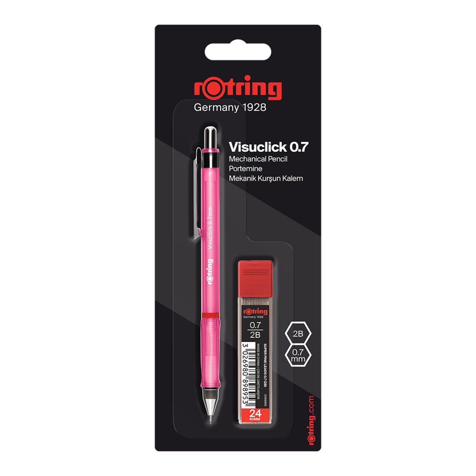 Rotring Visuclick Versatil, 0.7 Uçlu Kalem + 2B uç hediye, Canlı renkli kalem