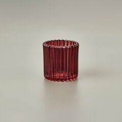Tırtıklı Mumluk - Kırmızı - 7x7x7,5 cm