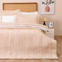 Store Elenore Çift Kişilik 7 Parça Yatak Örtüsü Seti - Bej