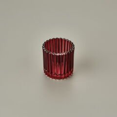 Tırtıklı Mumluk - Kırmızı - 7x7x7,5 cm