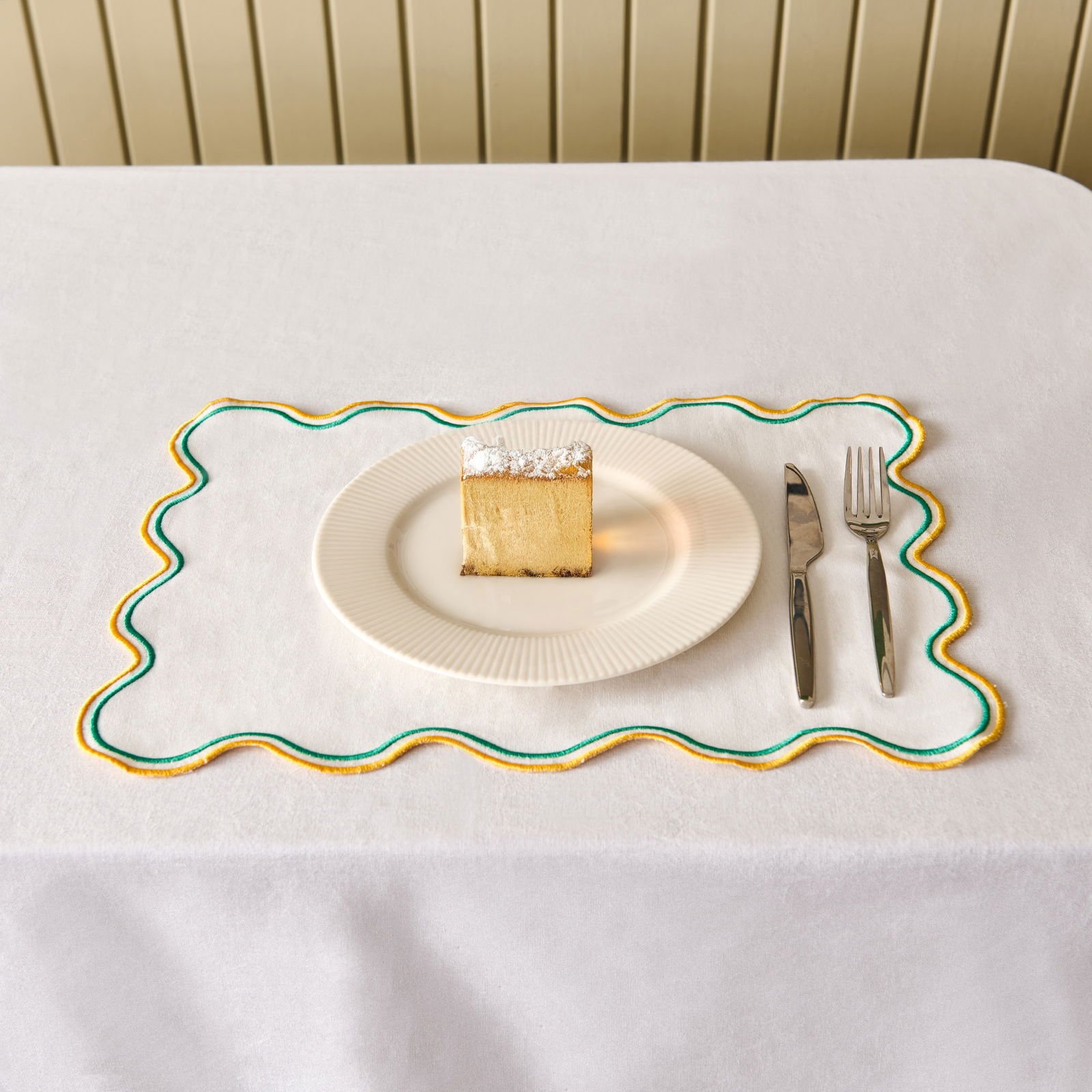 Soft Nonna Amerikan Servis - Hardal / Yeşil - 30x50 cm