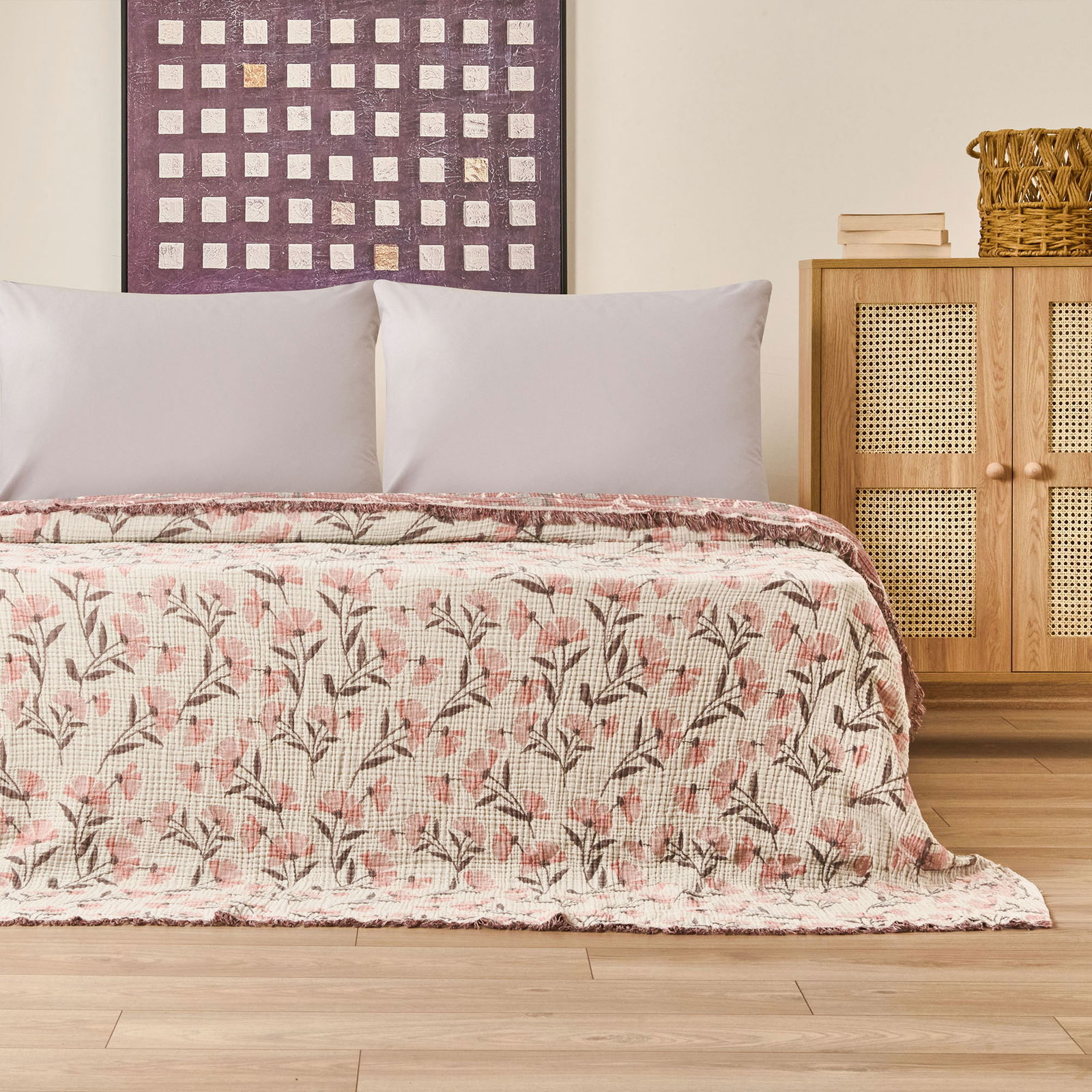 Soft Vinerya Çift Kişilik Yatak Örtüsü - Krem - 220x255 cm