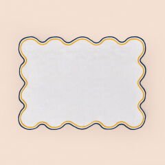 Soft Nonna Amerikan Servis - Hardal / Mavi - 30x50 cm