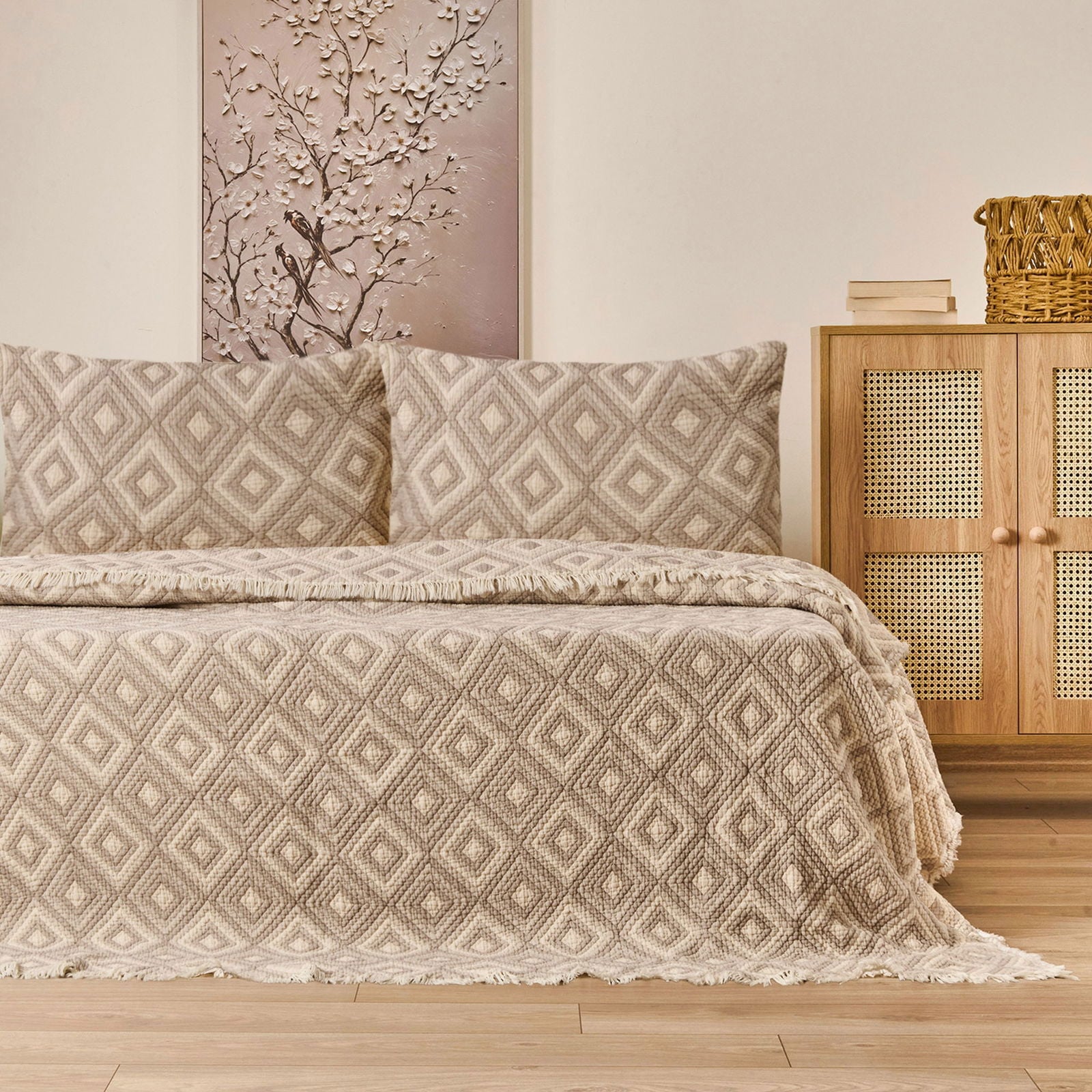 Soft Tamyr Tek Kişilik Yatak Örtüsü Seti - Bej - 160x220 cm