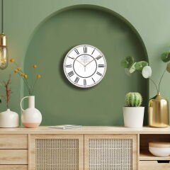 Elegant Duvar Saati - Bronz / Beyaz - 30 cm
