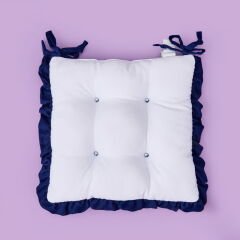 Soft Nora Sandalye Minderi - Lacivert / Beyaz - 40x40 cm