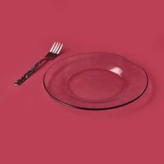 Pure Siyah Rimli 4'lü Pasta Tabak Seti - Şeffaf / Siyah - 19 cm