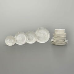 Porselen HRS Roden 24 Parça Yemek Takımı - Bej / Gri