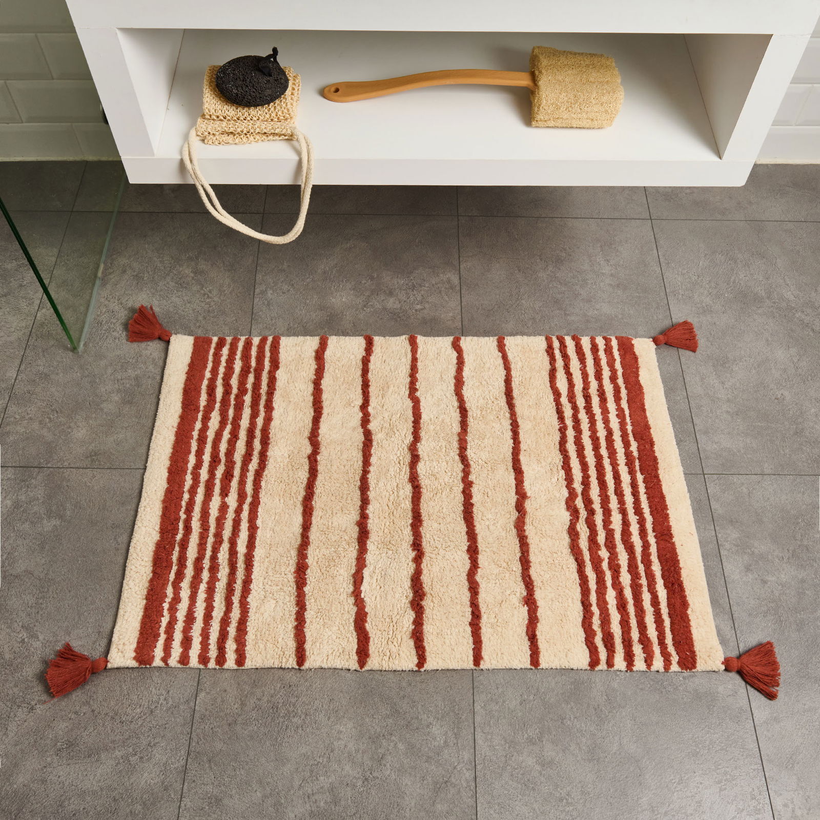 Soft Line Tufting Banyo Paspası - Ekru - 60x90 cm
