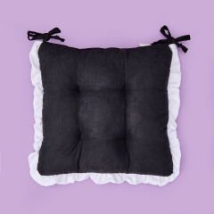Soft Nora Sandalye Minderi - Siyah / Beyaz - 40x40 cm