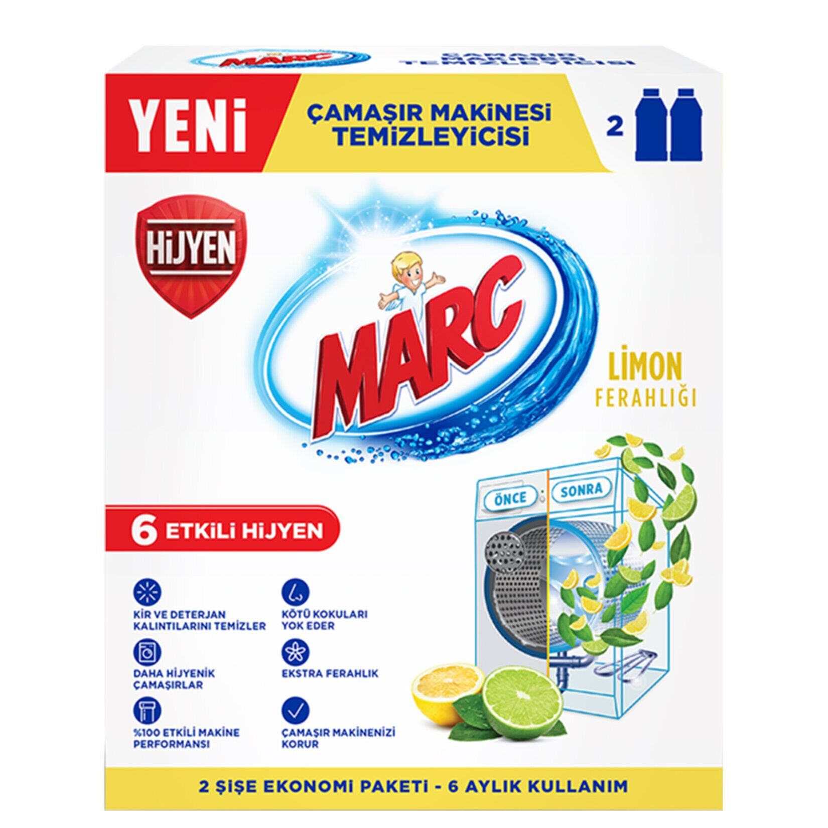 Marc Çamaşır Makinesi Temizleyici Limon 2x250 ml