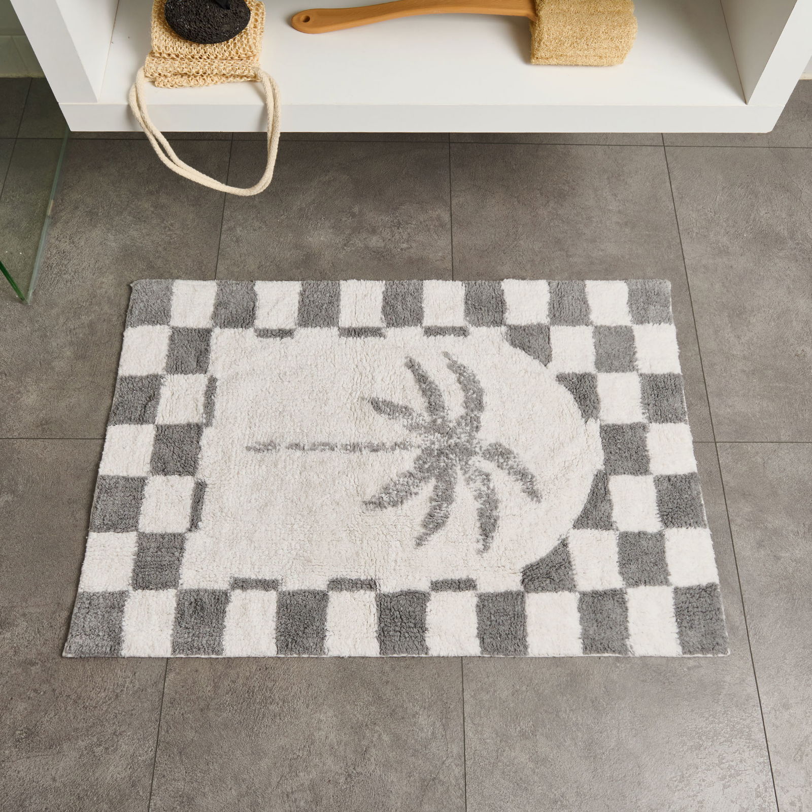 Soft Palm Tufting Banyo Paspası - Beyaz - 60x90 cm