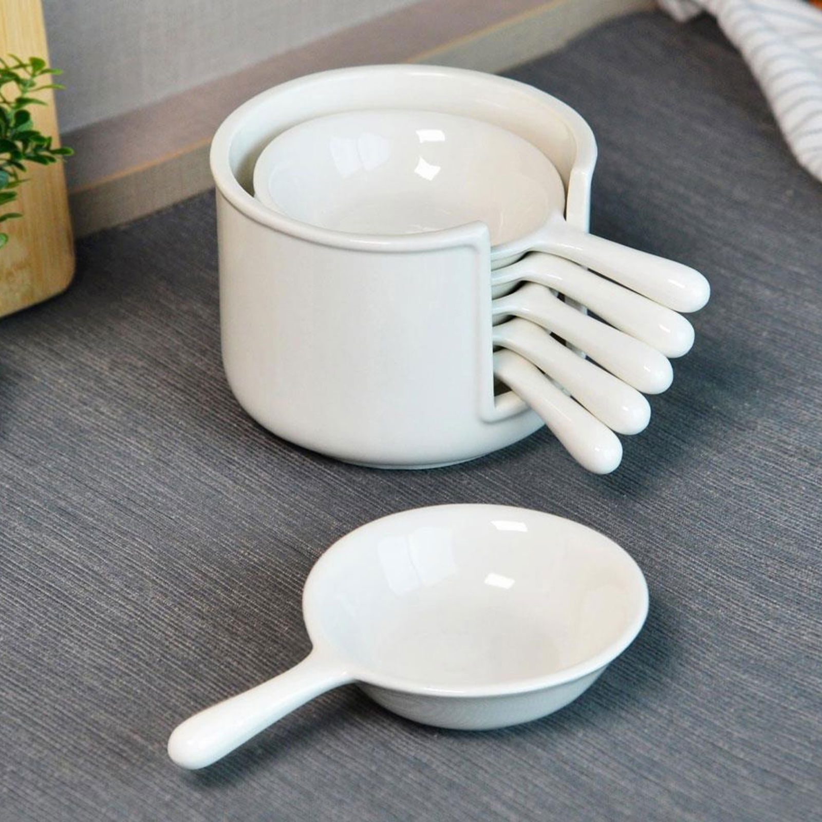 Ella 6'lı Yuvarlak Porselen Sosluk - Beyaz - 8 cm