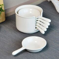 Ella 6'lı Yuvarlak Porselen Sosluk - Beyaz - 8 cm