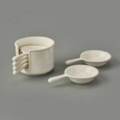 Ella 6'lı Yuvarlak Porselen Sosluk - Beyaz - 8 cm