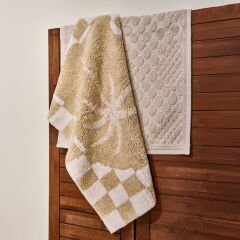 Soft Palm Tufting Banyo Paspası - Bej - 60x90 cm