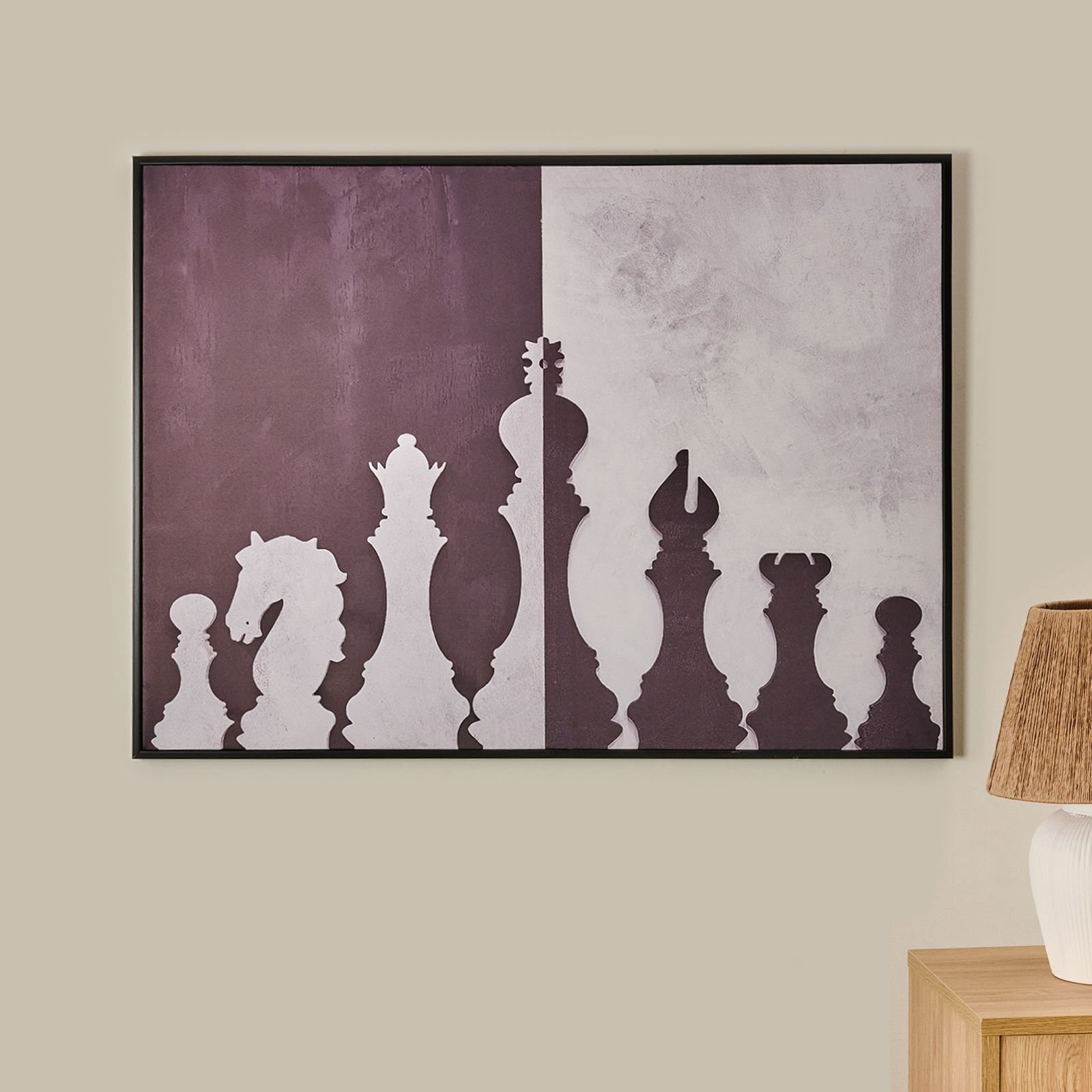 Deco Satranç Kanvas Tablo - Siyah / Beyaz - 120x90 cm