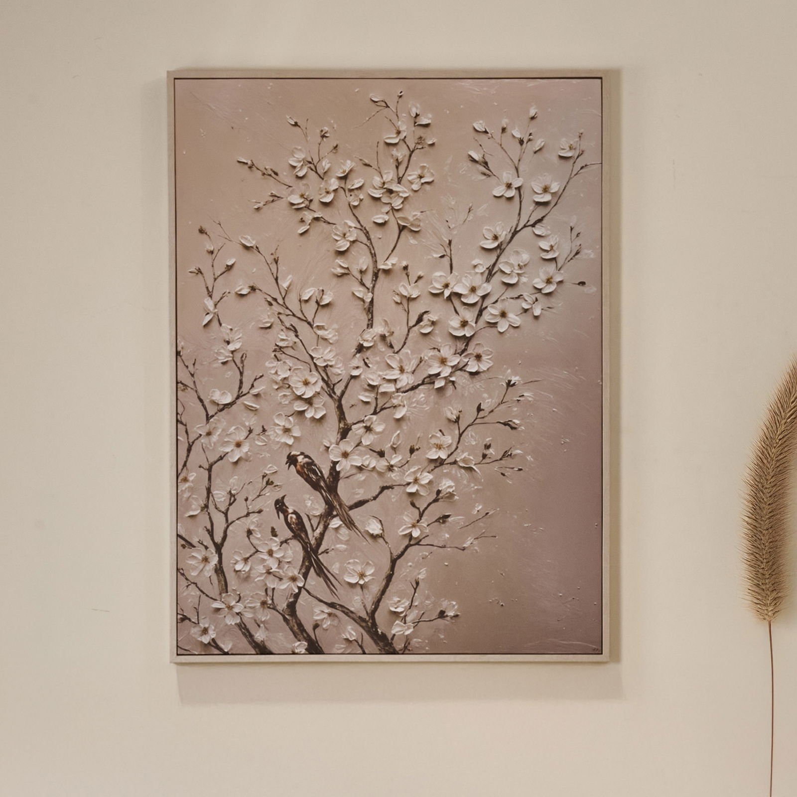 Deco Bloom Kanvas Tablo - Krem - 100x75 cm