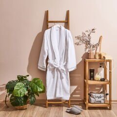 Soft Gent Erkek Bornoz - Beyaz - S / M