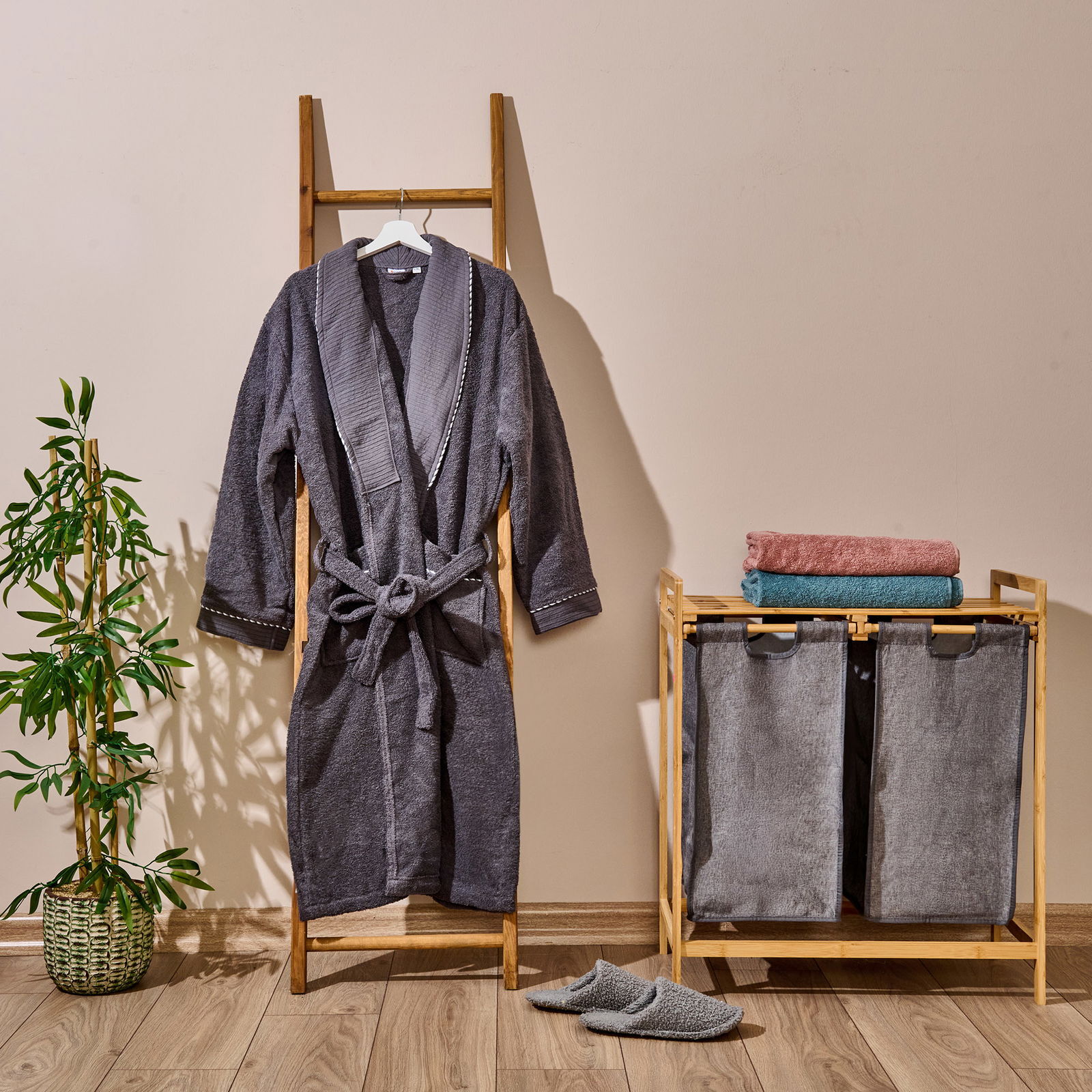 Soft Gent Erkek Bornoz - Antrasit - L / XL