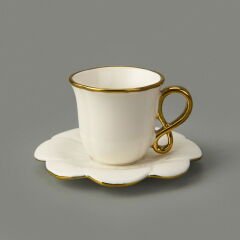 Jessica 6'lı Kahve Fincanı - Beyaz / Sarı