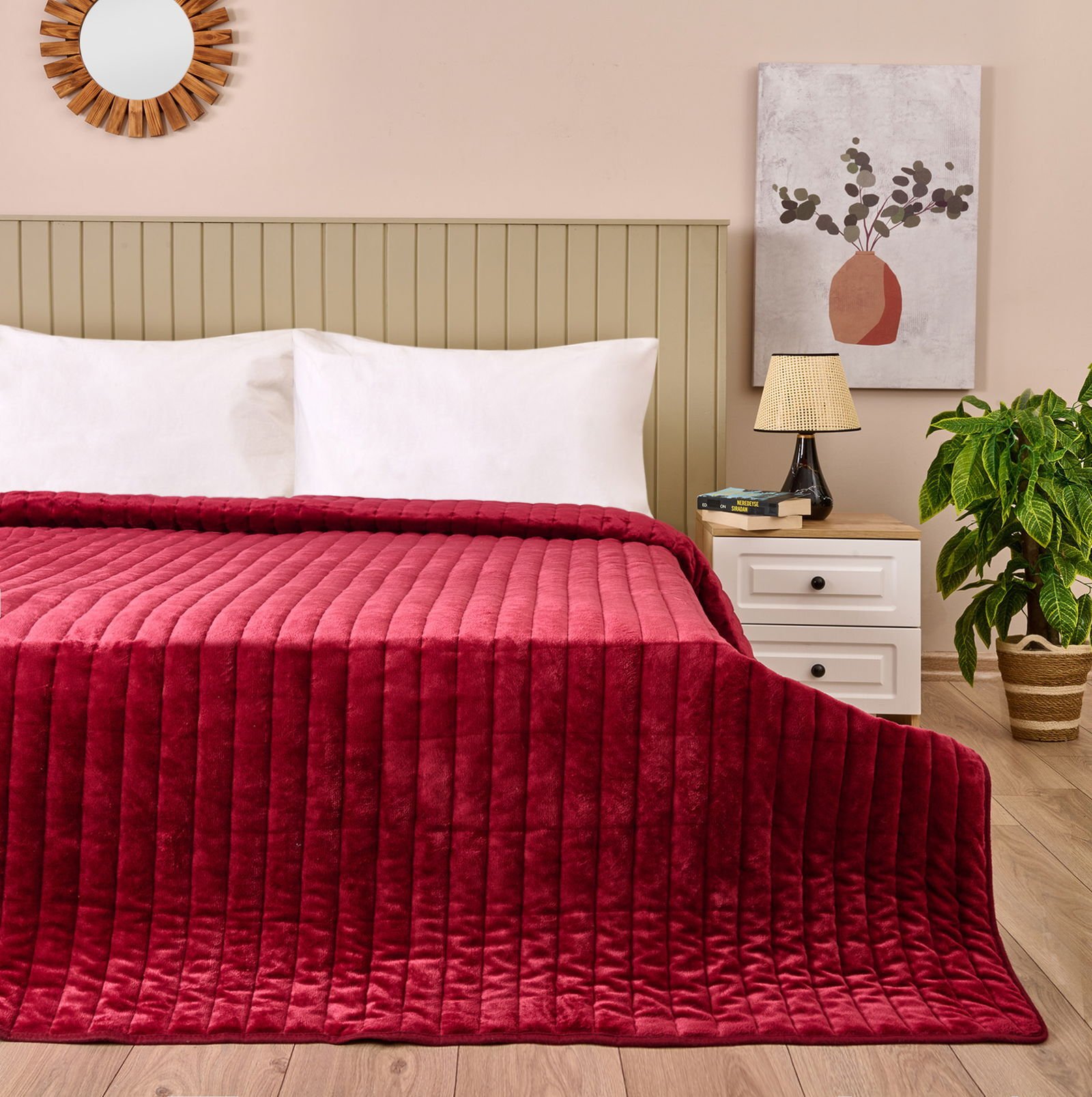 Soft Magro Çift Kişilik Yatak Örtüsü - Kırmızı - 200x230 cm