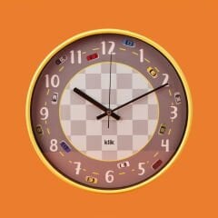 Slim Ralli Çocuk Odası Duvar Saati -Sarı - 30 cm