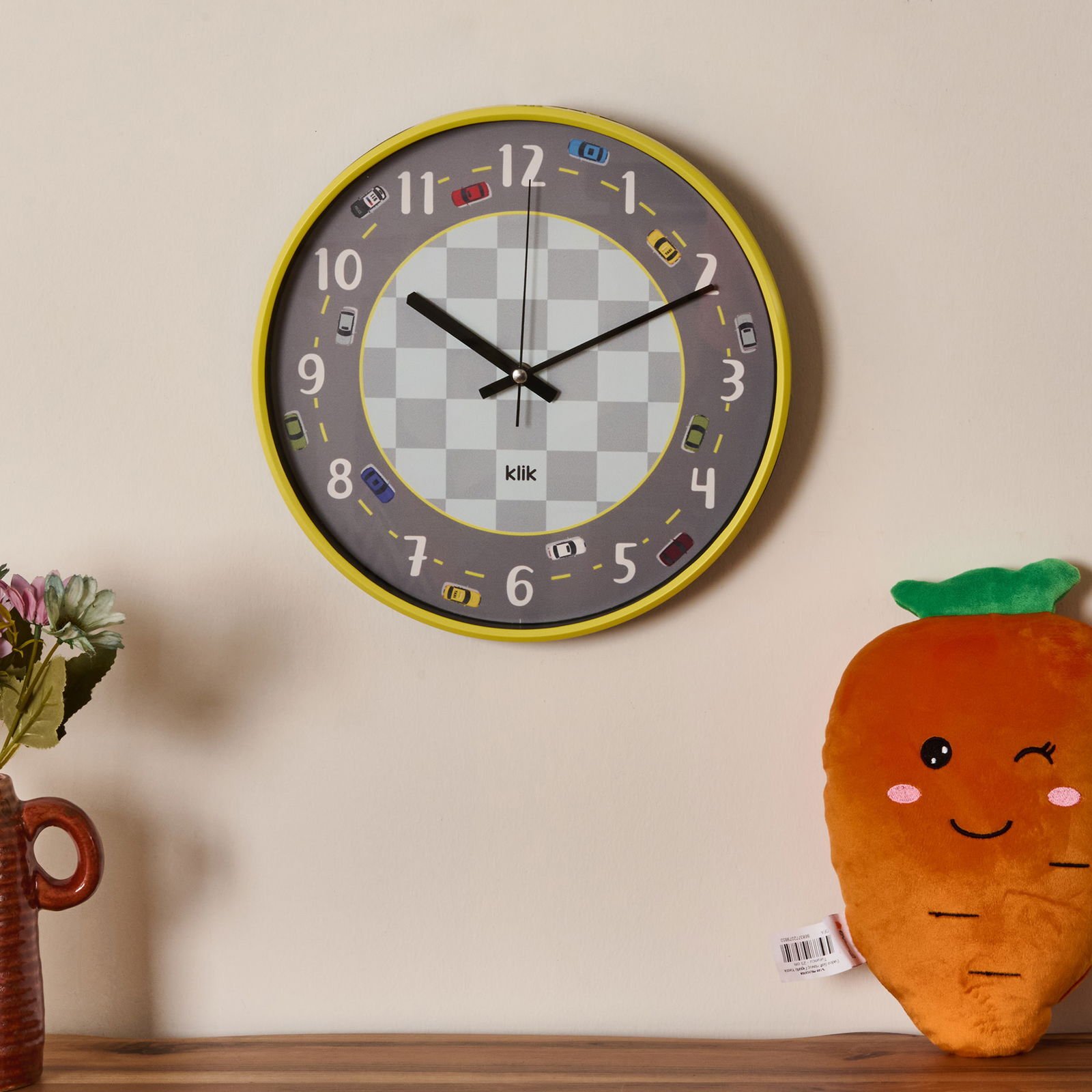 Slim Ralli Çocuk Odası Duvar Saati -Sarı - 30 cm