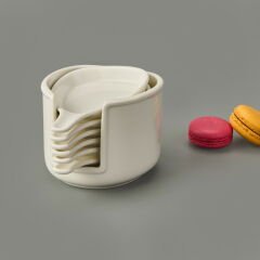 Ella 6'lı Köşeli Porselen Sosluk - Beyaz - 8 cm